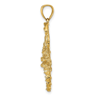 14K Solid Polished Open-Backed Scorpion Pendant, 39 x 19mm