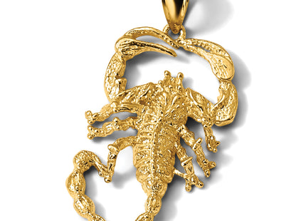 14k Solid Polished Open-Backed Scorpion Pendant, 39 x 19mm