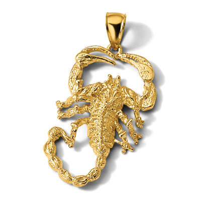 14K Solid Polished Open-Backed Scorpion Pendant, 39 x 19mm