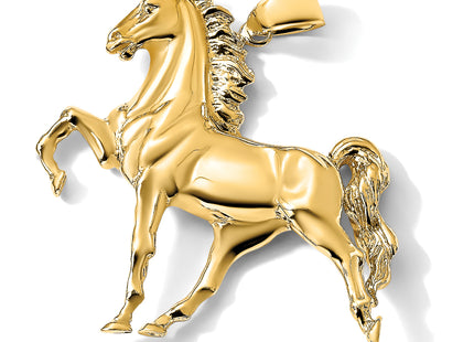 14k Solid Polished Open-Backed Horse Pendant