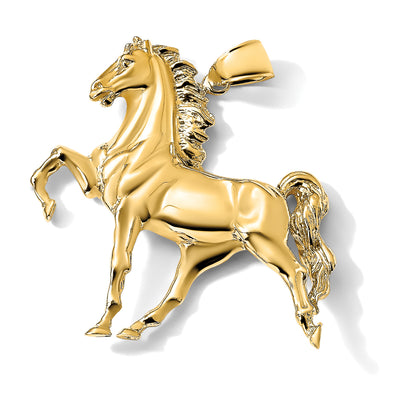 14K Solid Polished Open-Backed Horse Pendant