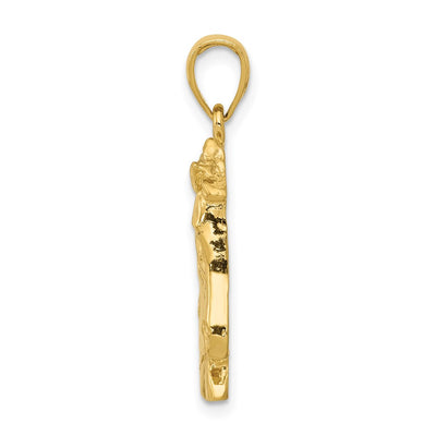 14K Solid Polished Open-Backed Horse Head Pendant