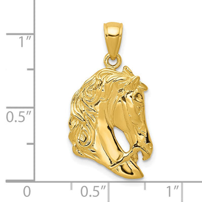 14K Solid Polished Open-Backed Horse Head Pendant