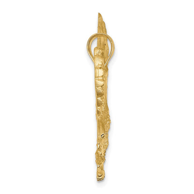 14K Satin Diamond-cut Eagle Pendant, 28 x 25mm