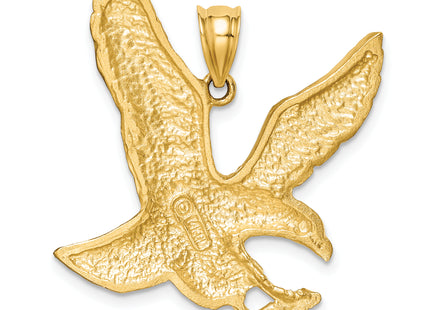 14K Satin Diamond-cut Eagle Pendant, 28 x 25mm