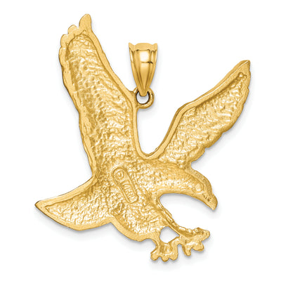 14K Satin Diamond-cut Eagle Pendant, 28 x 25mm