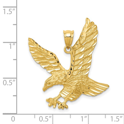 14K Satin Diamond-cut Eagle Pendant, 28 x 25mm