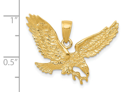 14k Solid Polished Eagle Pendant, 19 x 29mm