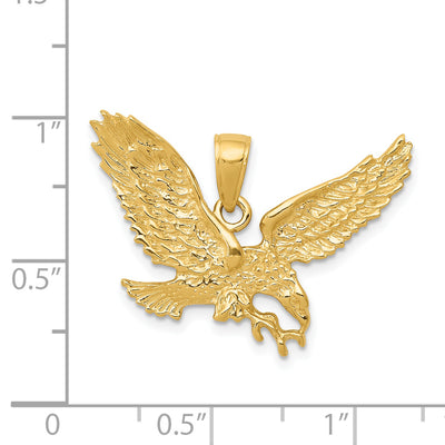 14K Solid Polished Eagle Pendant, 19 x 29mm