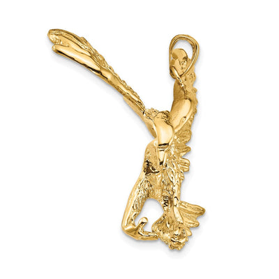 14K Solid Polished Eagle Pendant, 39 x 49mm