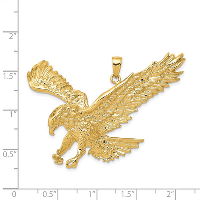 14K Solid Polished Eagle Pendant, 39 x 49mm
