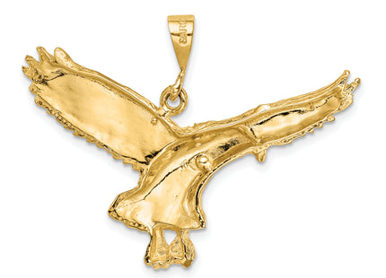 14k Solid Polished Eagle Pendant, 30 x 41mm
