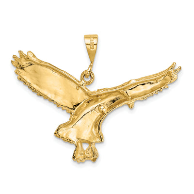 14K Solid Polished Eagle Pendant, 30 x 41mm