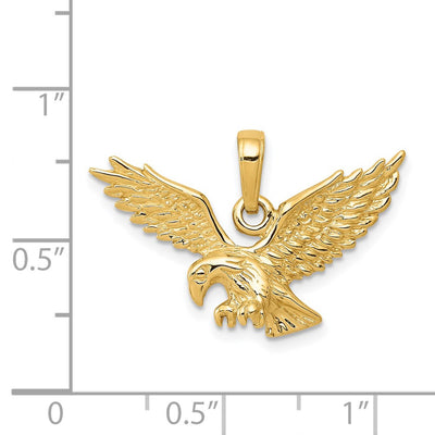14K Solid Polished Eagle Landing Pendant