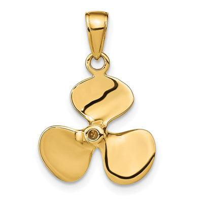 14K Polished 3-D Propeller Pendant, 22 x 16mm
