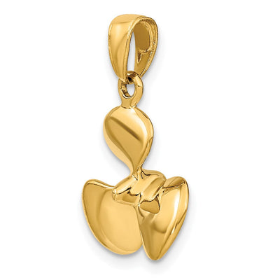14K Polished 3-D Propeller Pendant, 22 x 16mm