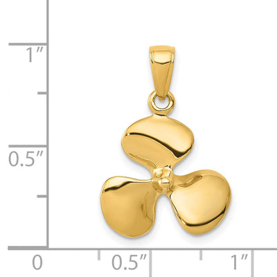14K Polished 3-D Propeller Pendant, 22 x 16mm