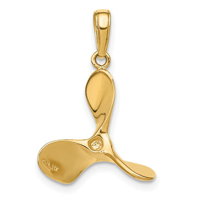 14K Polished 3-D Propeller Pendant, 24 x 17mm