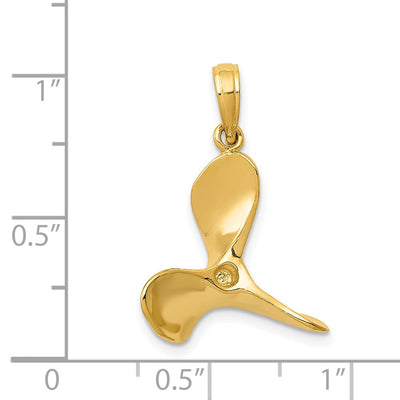 14K Polished 3-D Propeller Pendant, 24 x 17mm