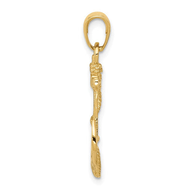 14K Solid Polished Anchor Pendant, 27 x 16mm