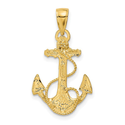 14K Solid Polished Anchor Pendant, 27 x 16mm