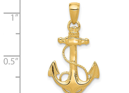 14k Solid Polished Anchor Pendant (Style C2486)