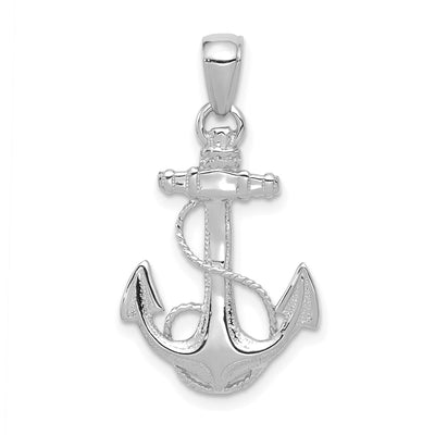 14K white gold anchor pendant