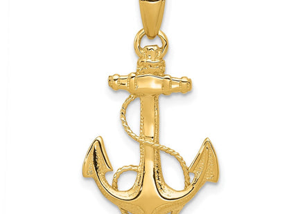 14k Solid Polished Anchor Pendant (Style C2486)