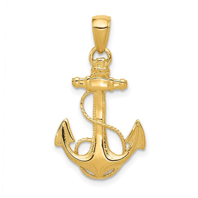 14K gold anchor pendant