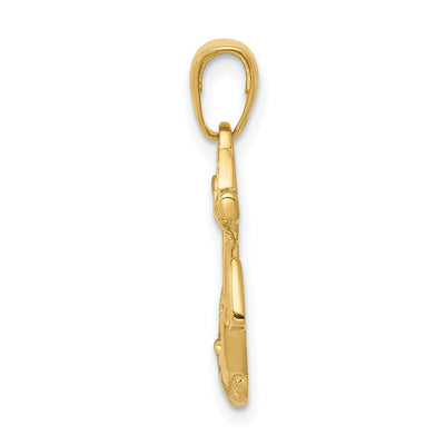 14K Solid Polished Anchor Pendant, 24 x 11mm
