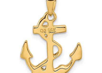 14K gold anchor pendant, another view