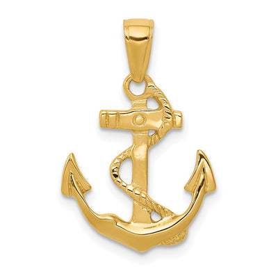 14K gold anchor pendant