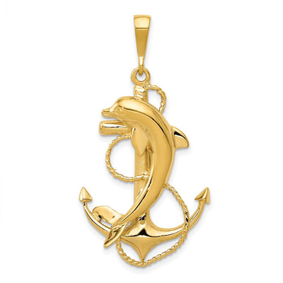 14K gold anchor pendant