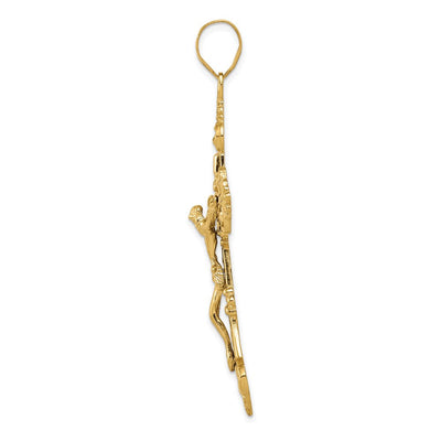 14K Inri Fleur De Lis Crucifix Pendant, 57 x 31mm