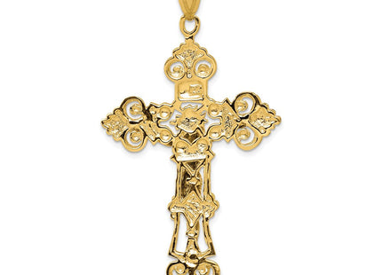 14k INRI Fleur De Lis Crucifix Pendant (Style C250)