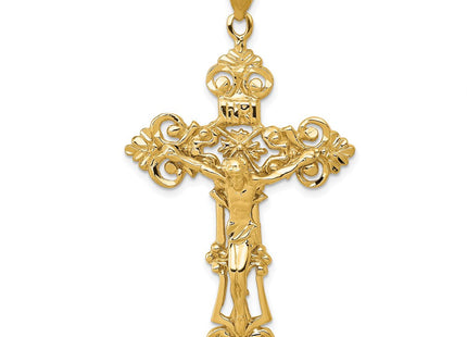 14k INRI Fleur De Lis Crucifix Pendant (Style C250)