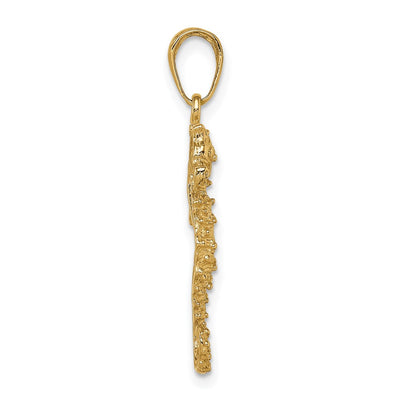 14K Polished Open-Backed Seahorse Pendant