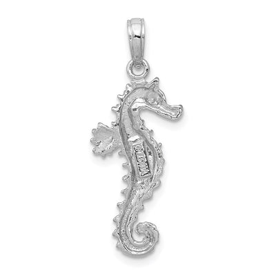 14K White Gold Polished Open-Backed Seahorse Pendant