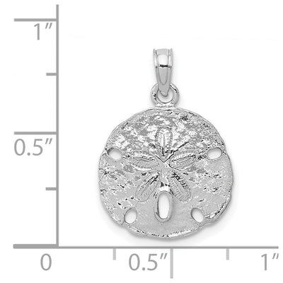 14K White Gold Polished Sand Dollar Pendant, 21 x 15.4mm