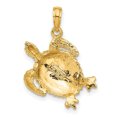 14K Solid Polished Open-Backed Turtle Pendant