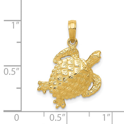 14K Solid Polished Open-Backed Turtle Pendant