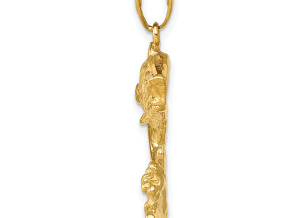 14k Polished Open-Backed Bass Fish Pendant, 31 x 18mm