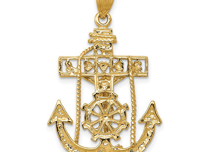 14K gold cross pendant, further view