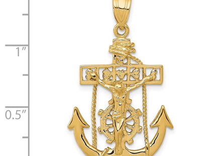 14K gold cross pendant, another view