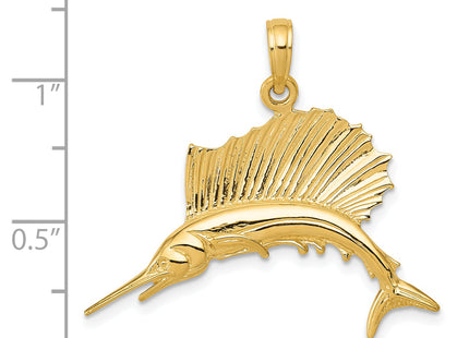 14k Polished Sailfish Pendant