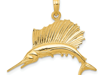 14k Polished Sailfish Pendant