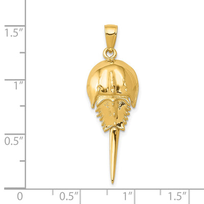 14K Polished Moveable Horseshoe Crab Pendant