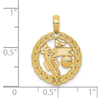 14K Solid Polished Golf Theme Pendant
