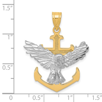 14K Two-tone Mariners Cross w/Eagle Pendant