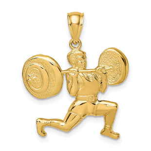 14k Solid Polished Weightlifter Pendant (Style C2640)